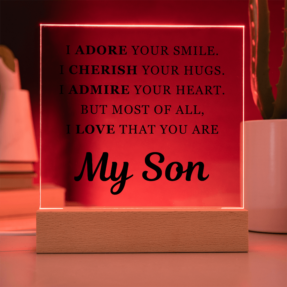Square Acrylic Plaque - To My Son "I Adore Your Smile"