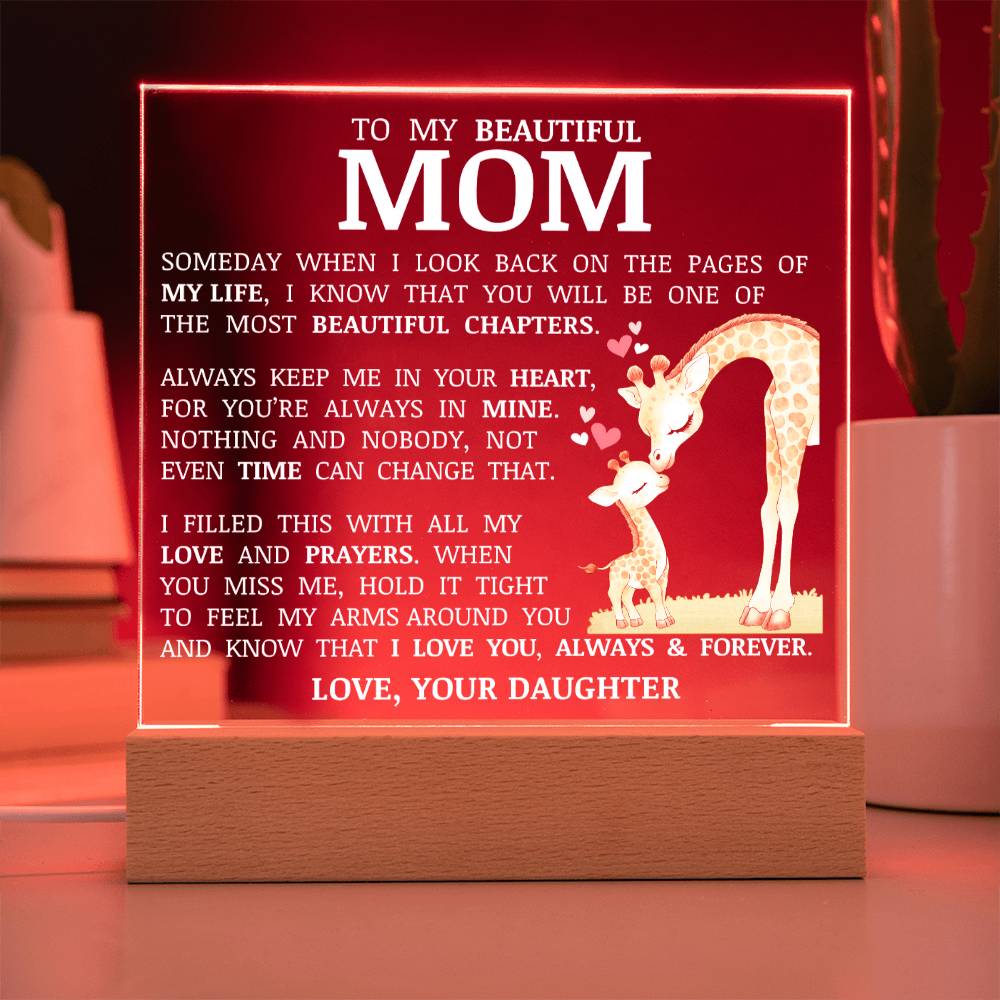 To My Beautiful Mom, Acrylic Plaque