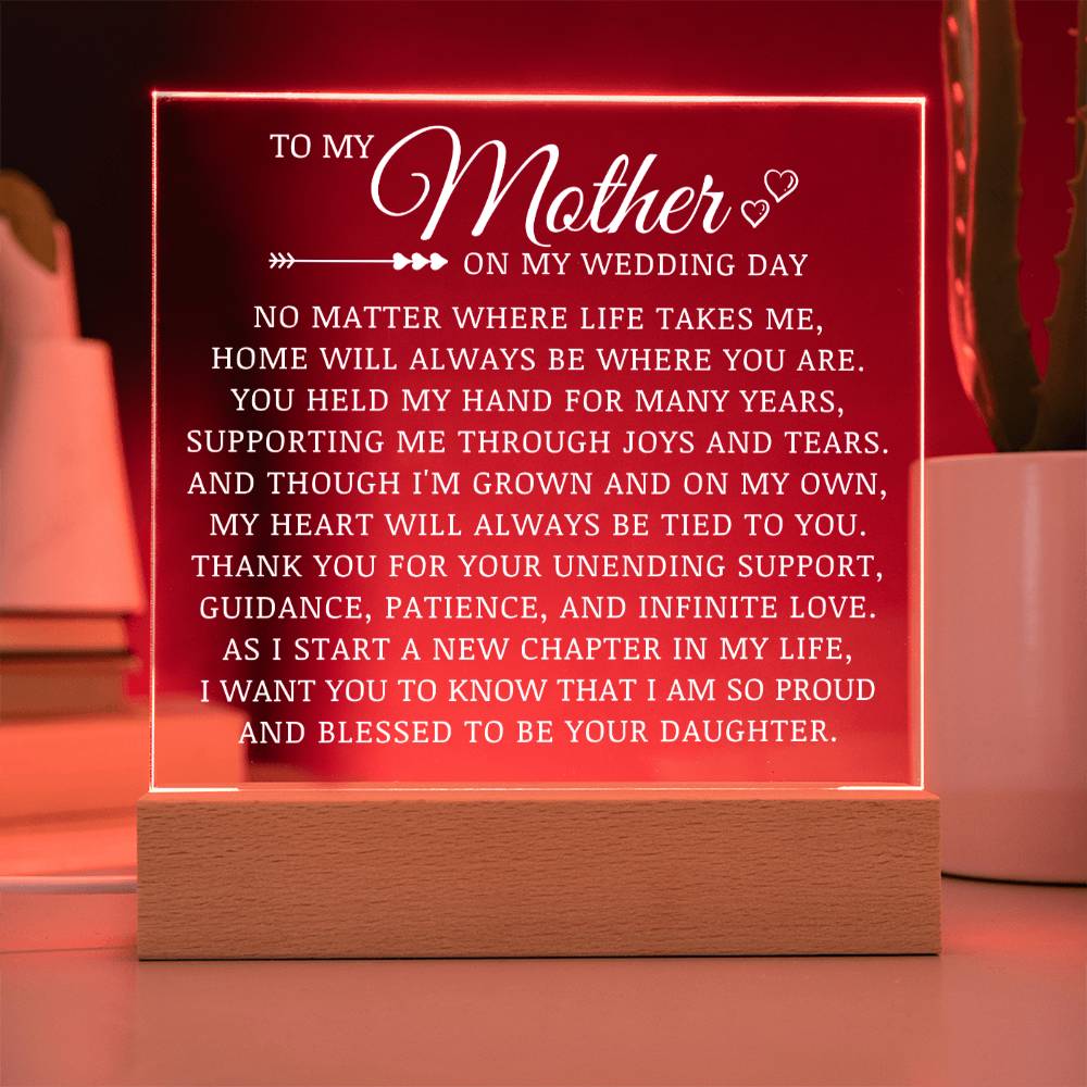 To My Mother on My Wedding Day, Acrylic Plaque