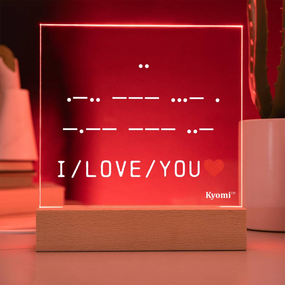 I Love You Morse Code Acrylic Plaque