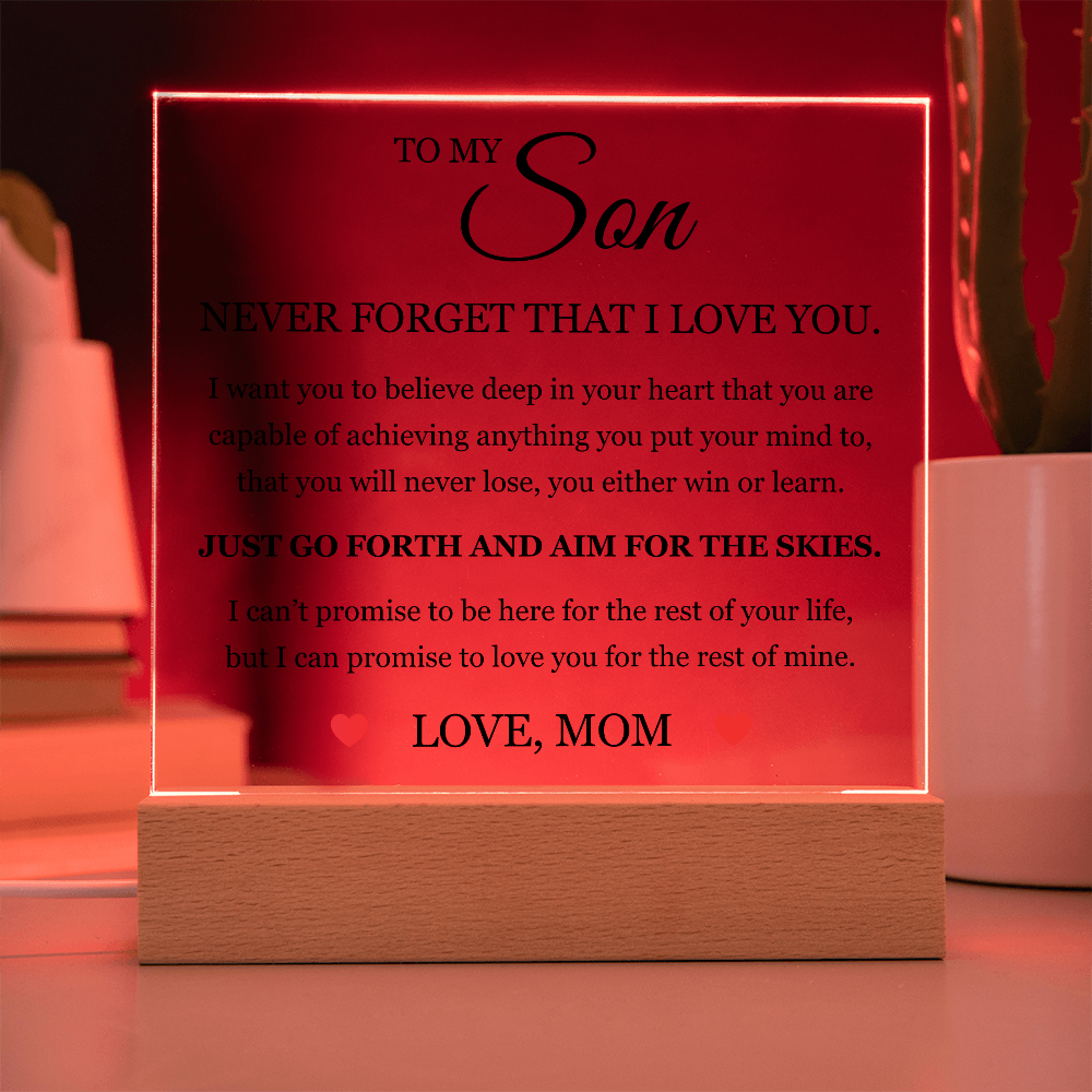 Acrylic Square Plaque - To My Son "Aim for the Skies"