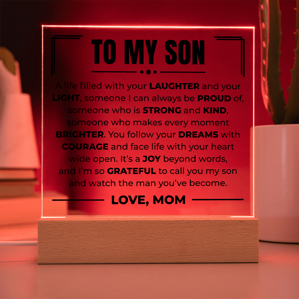 Acrylic Square Plaque - To My Son