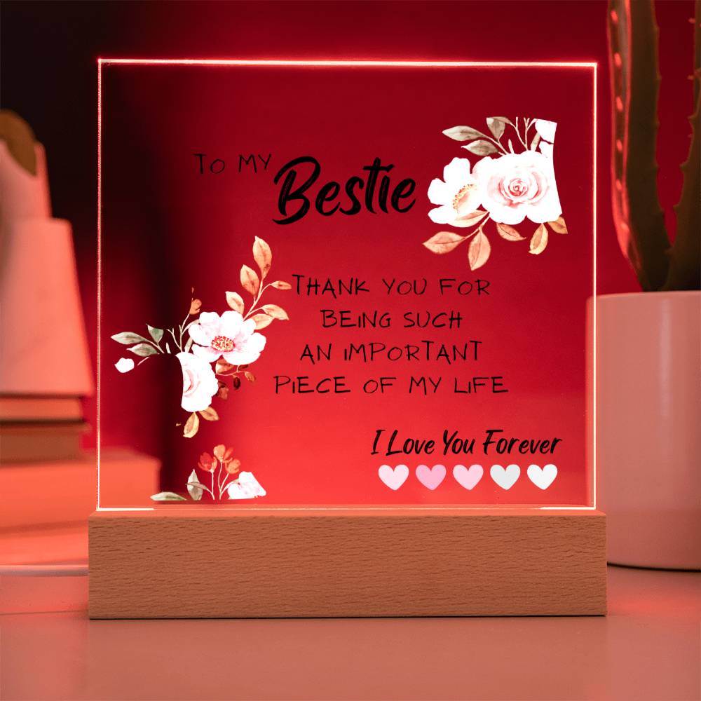 Bestie Gift, Thank You Best Friend Present, Acrylic Square Plaque, Unique Idea for Best Friend, Birthday Christmas Gift