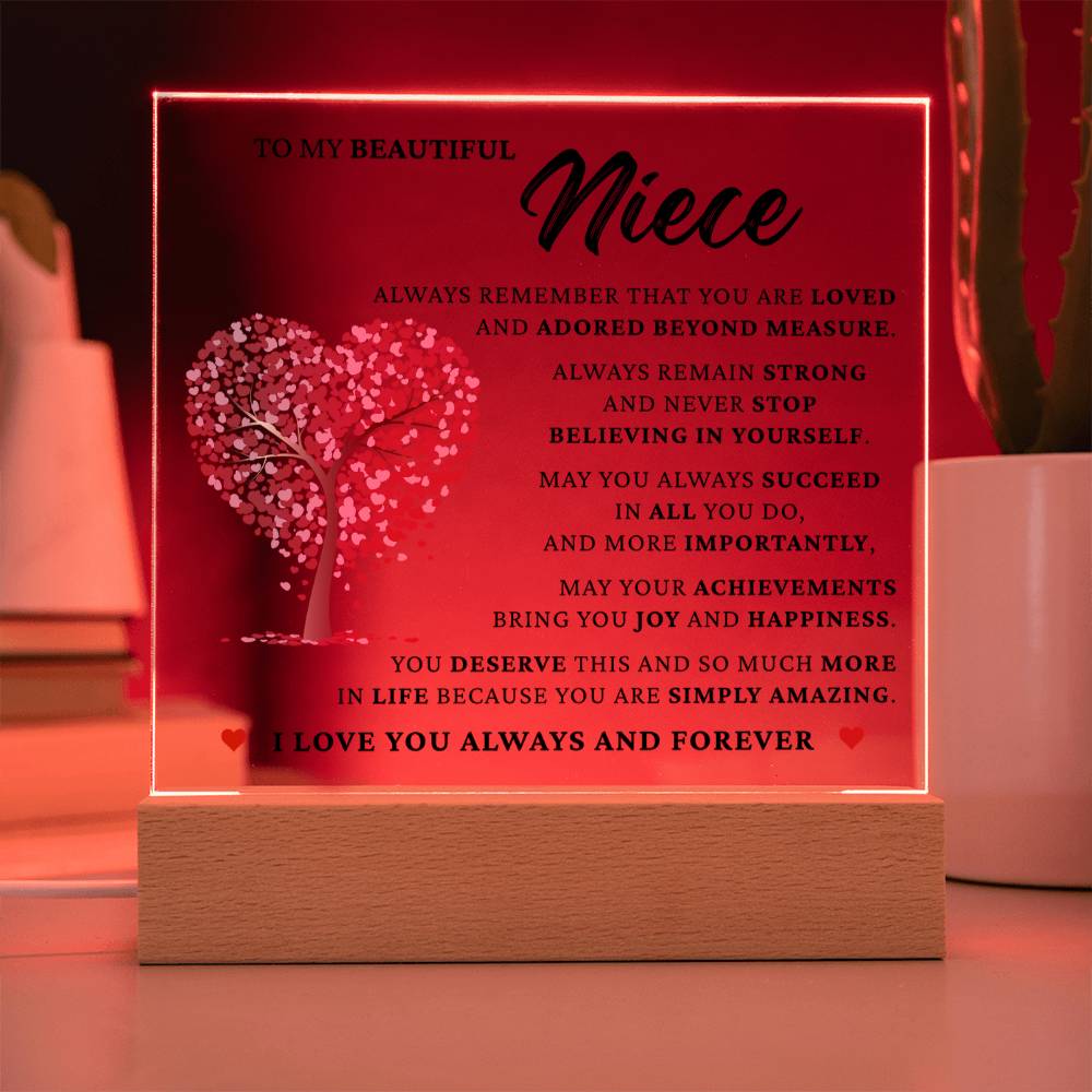 Acrylic Square Plaque - To My Beautiful Niece "You Are Simply Amazing"