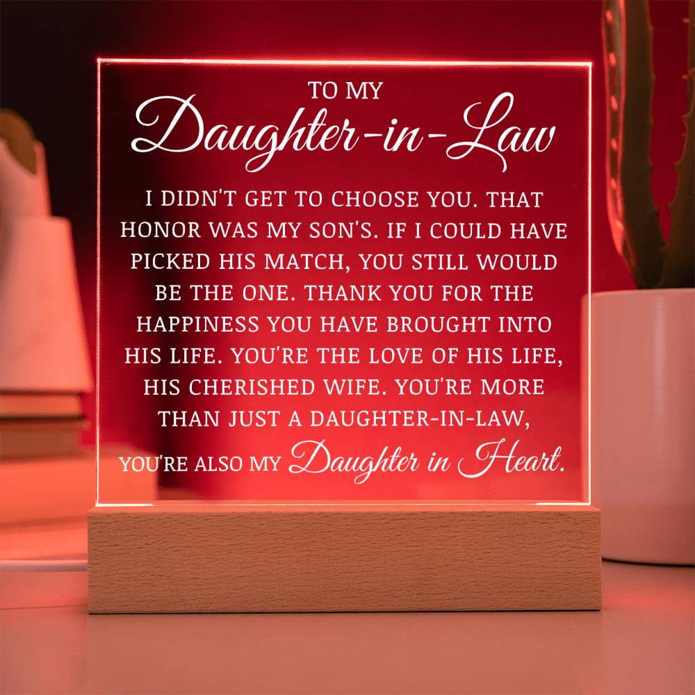 To My Daughter In Law, Acrylic Plaque, Wedding Day Gift, Mother In Law to Bride Gift
