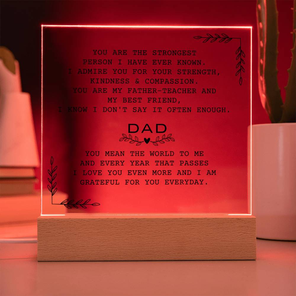 Dear Dad Gift, Acrylic Square Plaque, Home Decor With Heartfelt Message for Father, Unique Gift to Daddy, Birthday Present, Thoughtful Special Gift