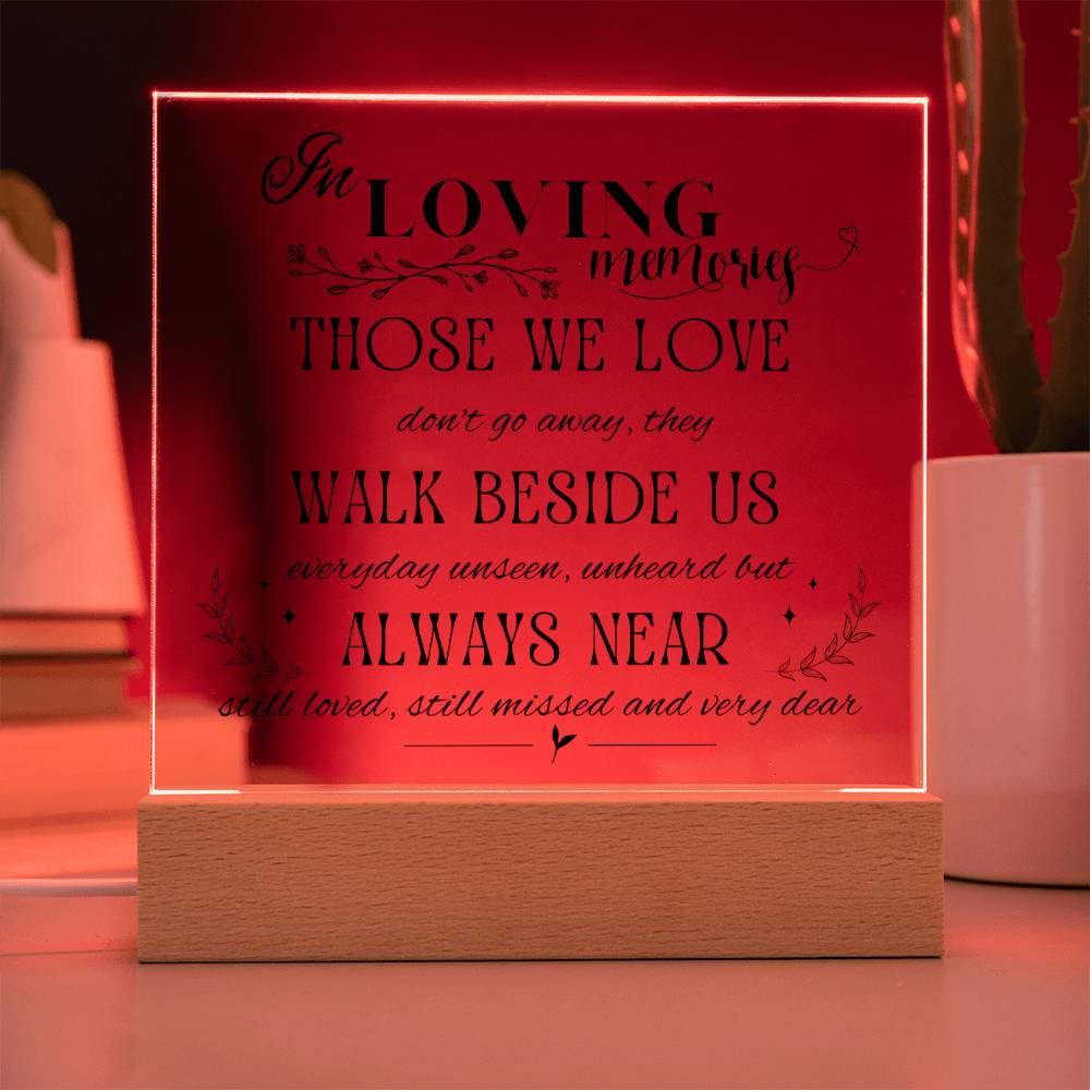 In Loving Memories, Acrylic Square Plaque, Condolences Gift, Grief Keepsake Sympathy Gift, Unique Gift Idea for Men or Women