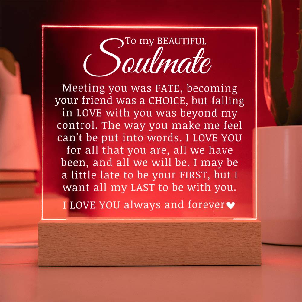 To My Beautiful Soulmate, Acrylic Plaque