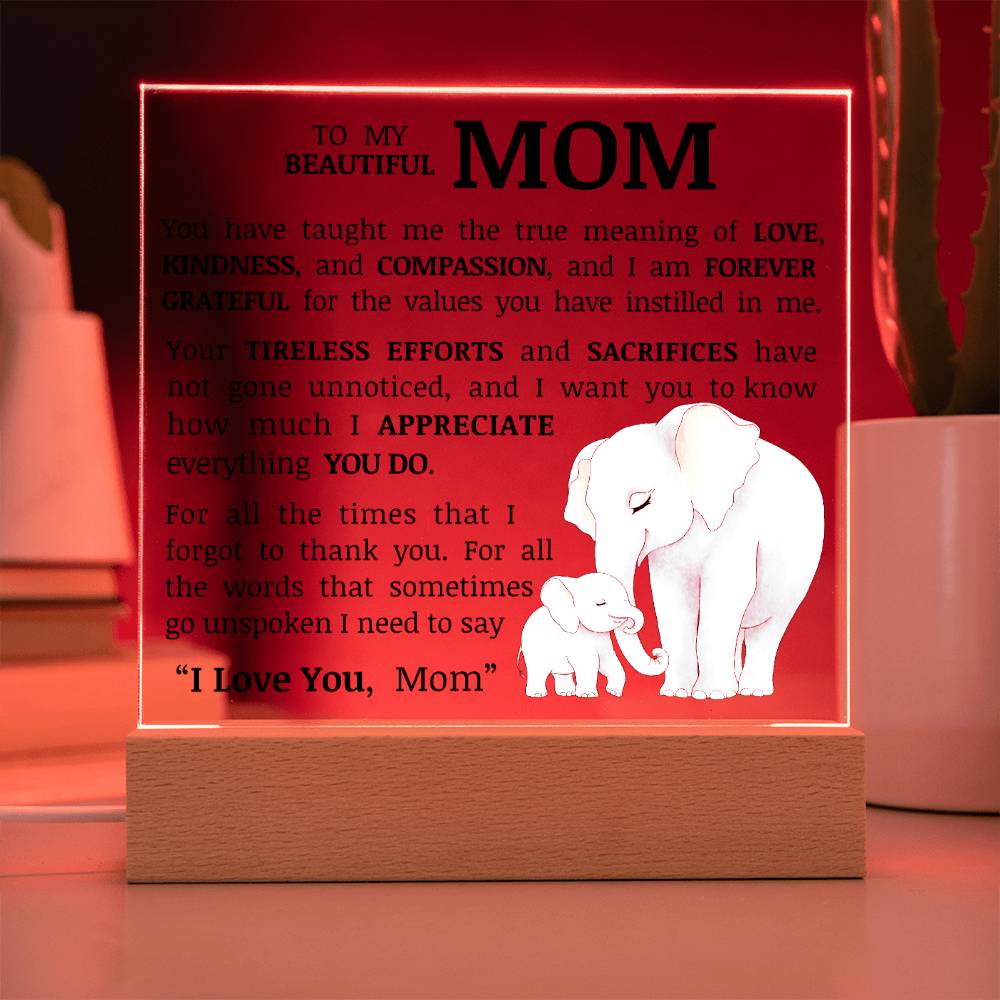 To My Beautiful Mom, Acrylic Plaque