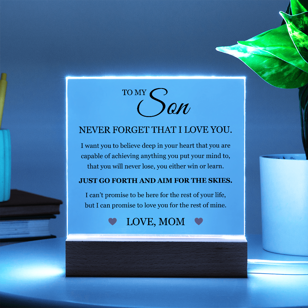 Acrylic Square Plaque - To My Son "Aim for the Skies"