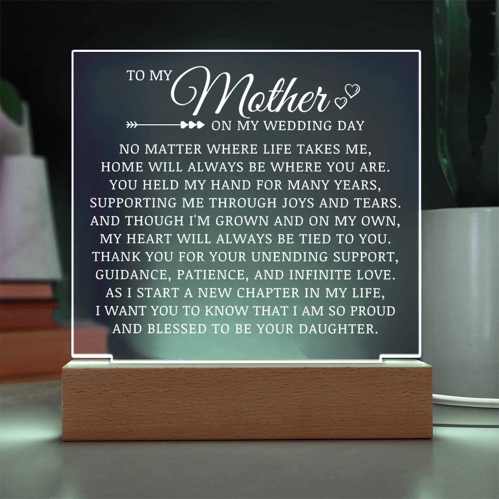 To My Mother on My Wedding Day, Acrylic Plaque