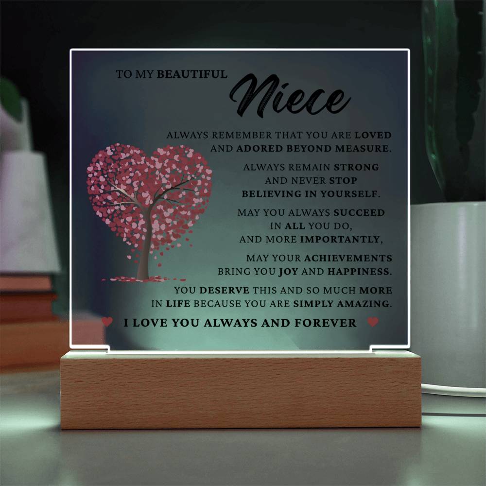 Acrylic Square Plaque - To My Beautiful Niece "You Are Simply Amazing"