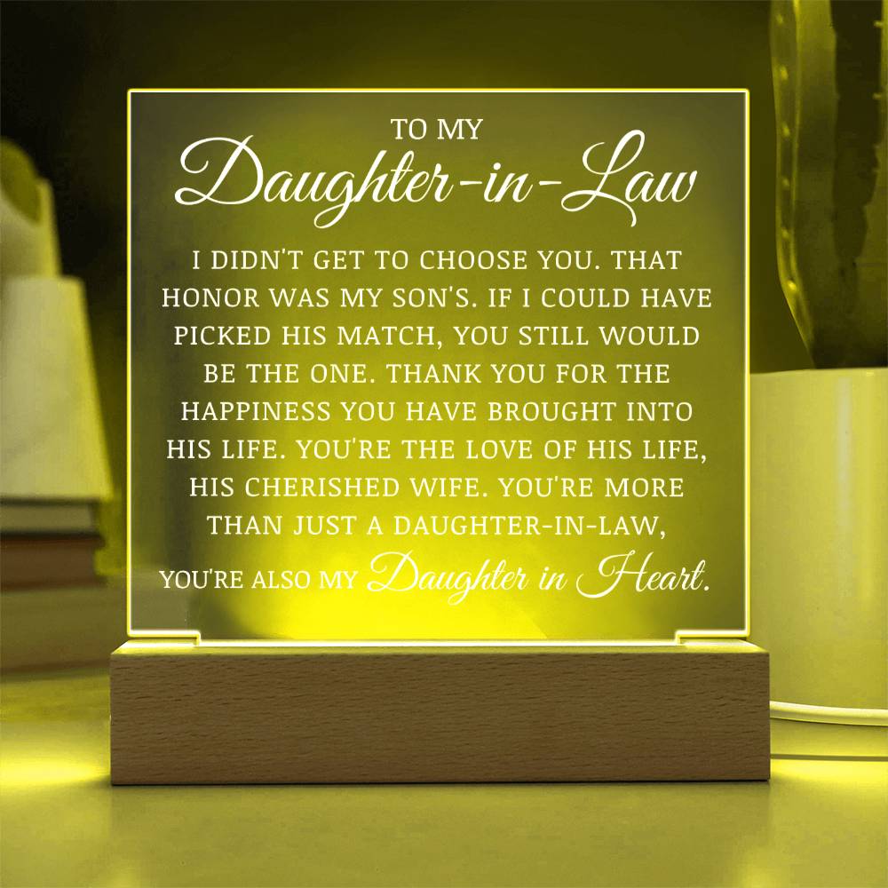 To My Daughter In Law, Acrylic Plaque, Wedding Day Gift, Mother In Law to Bride Gift