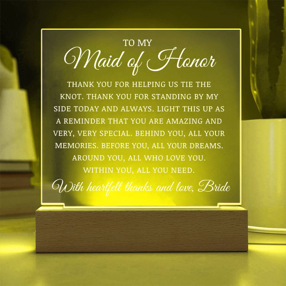 To My Maid of Honor, Acrylic Plaque