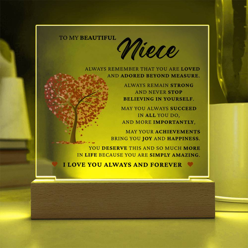 Acrylic Square Plaque - To My Beautiful Niece "You Are Simply Amazing"