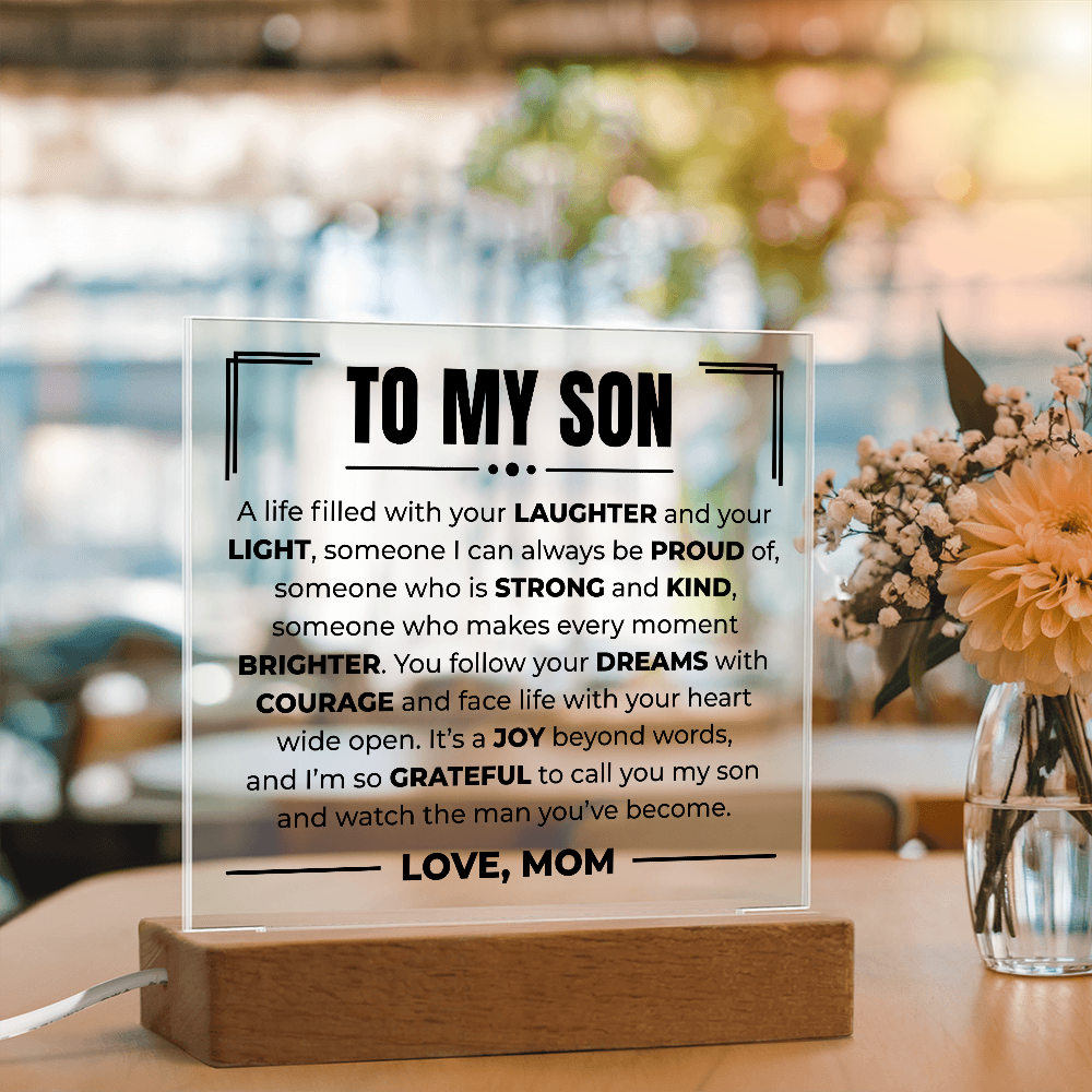 Acrylic Square Plaque - To My Son