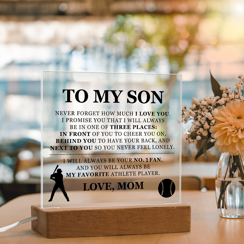Square Acrylic Plaque - To My Son "I Will Always Be Your No. 1 Fan"