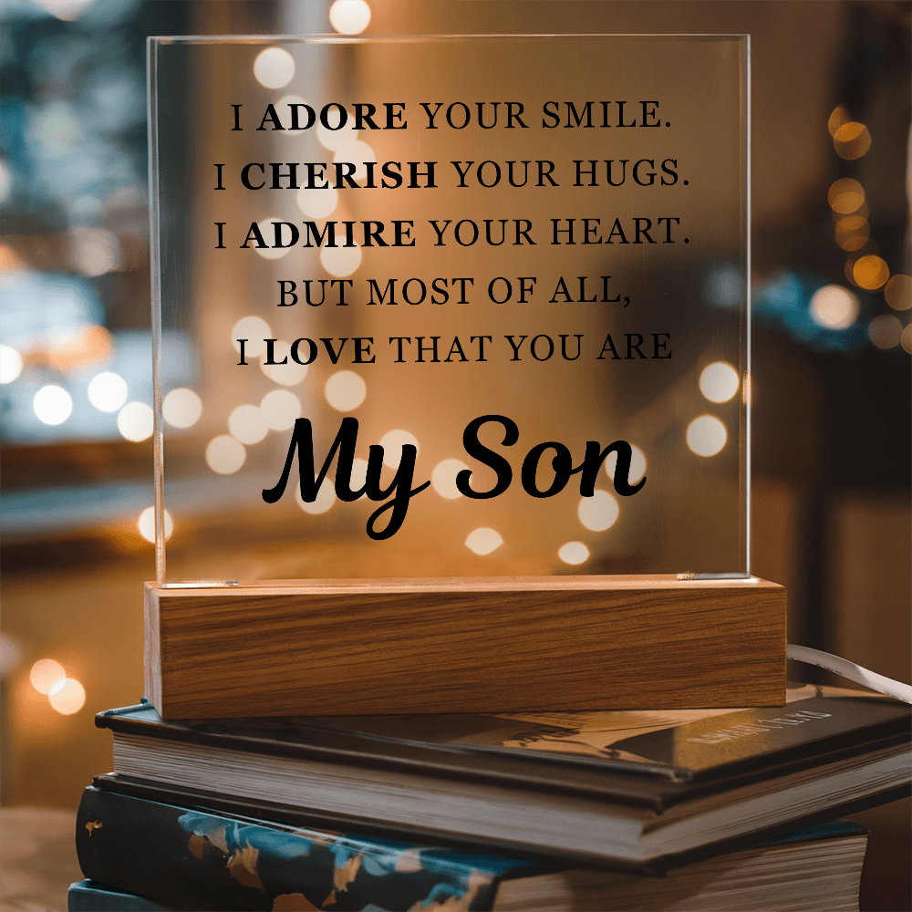 Square Acrylic Plaque - To My Son "I Adore Your Smile"