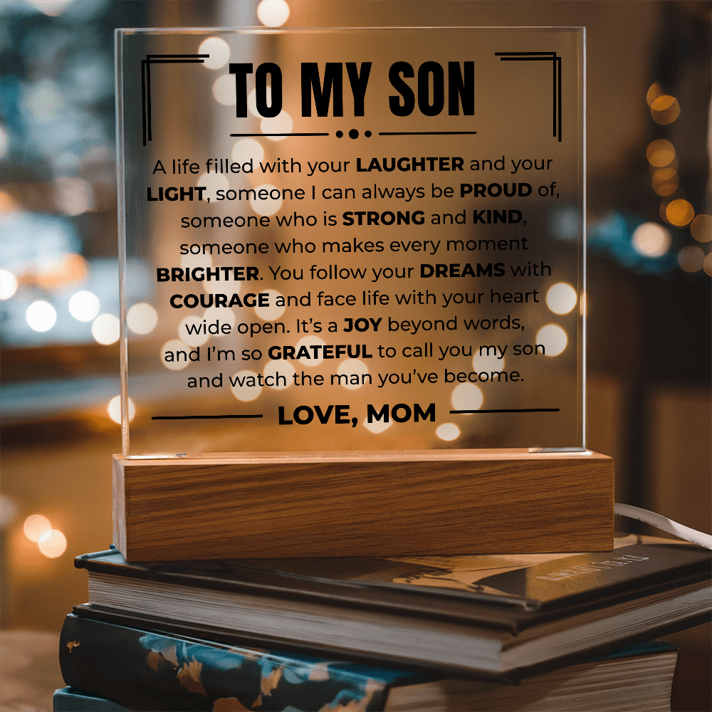 Acrylic Square Plaque - To My Son