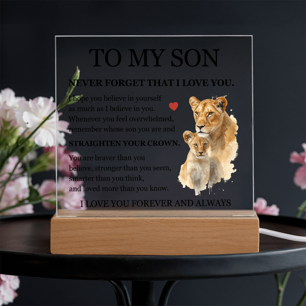 Square Acrylic Plaque - To My Son "Never Forget That I Love You"