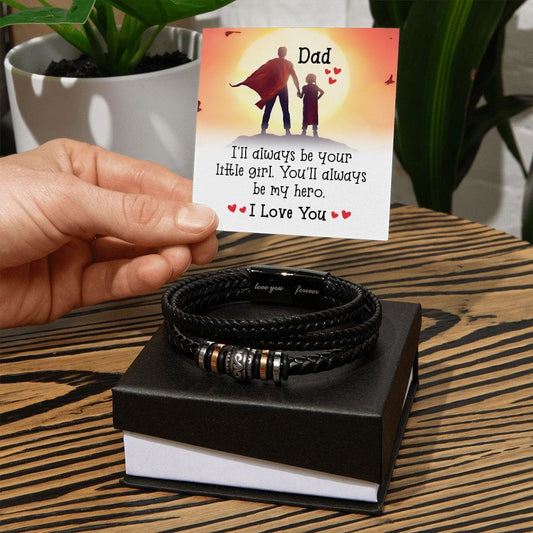 To My Dad, Vegan Leather Bracelet, Father's Day Gift, Birthday Christmas Gift Idea