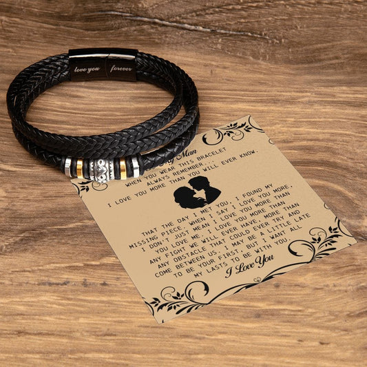 To My Man, Vegan Leather Bracelet, Anniversary Birthday Christmas Gift Idea