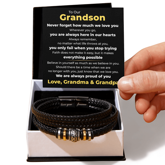 Love You Forever Bracelet - To Our Grandson "We Are Always Proud of You"