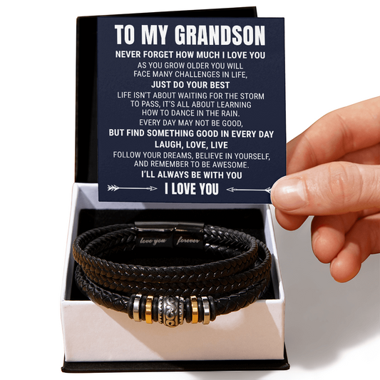 Love You Forever Bracelet - To My Grandson " Never Forget How Much I Love You"