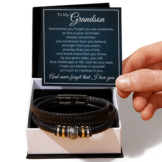 Love You Forever Bracelet - To My Grandson "You Are Braver Than You Believe"