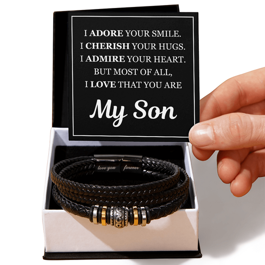 Love You Forever Bracelet - To My Son "I Adore Your Smile"