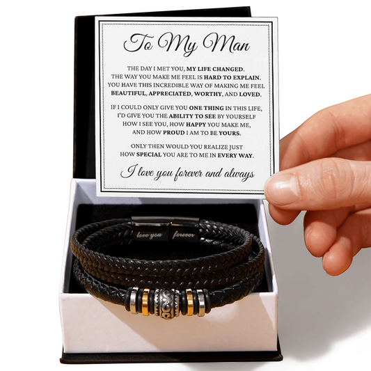 Love You Forever Bracelet - To My Man "The Day I Met You, My Life Changed"