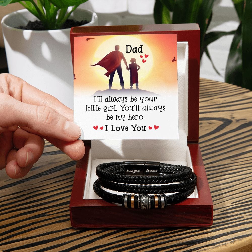 To My Dad, Vegan Leather Bracelet, Father's Day Gift, Birthday Christmas Gift Idea