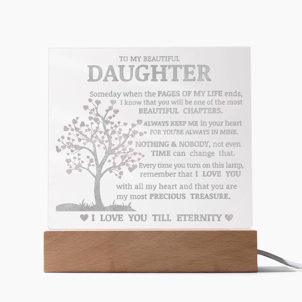 Daughter Keepsake Gift, LED Engraved Acrylic Plaque, Engraved Acrylic Plaque, Lamp of Love
