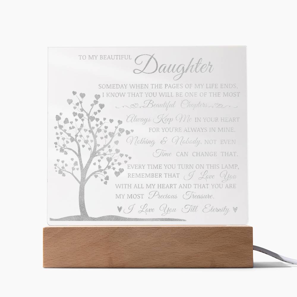 Daughter Keepsake Gift, LED Engraved Acrylic Plaque, Engraved Acrylic Plaque, Lamp of Love