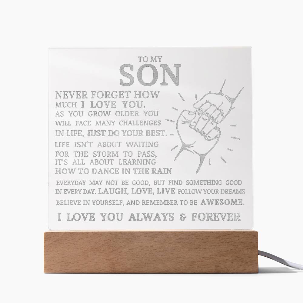To My Son, Remember To Be Awesome, Engraved Acrylic Plaque