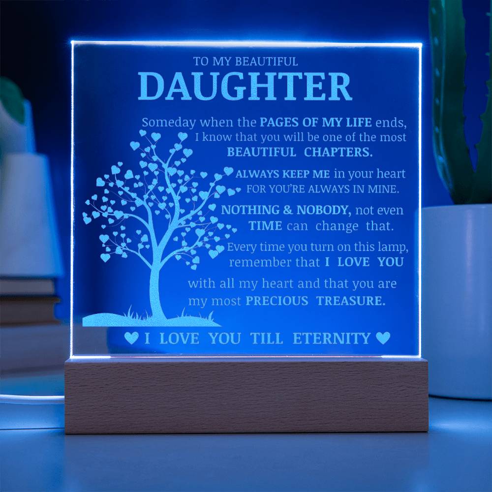 Daughter Keepsake Gift, LED Engraved Acrylic Plaque, Engraved Acrylic Plaque, Lamp of Love