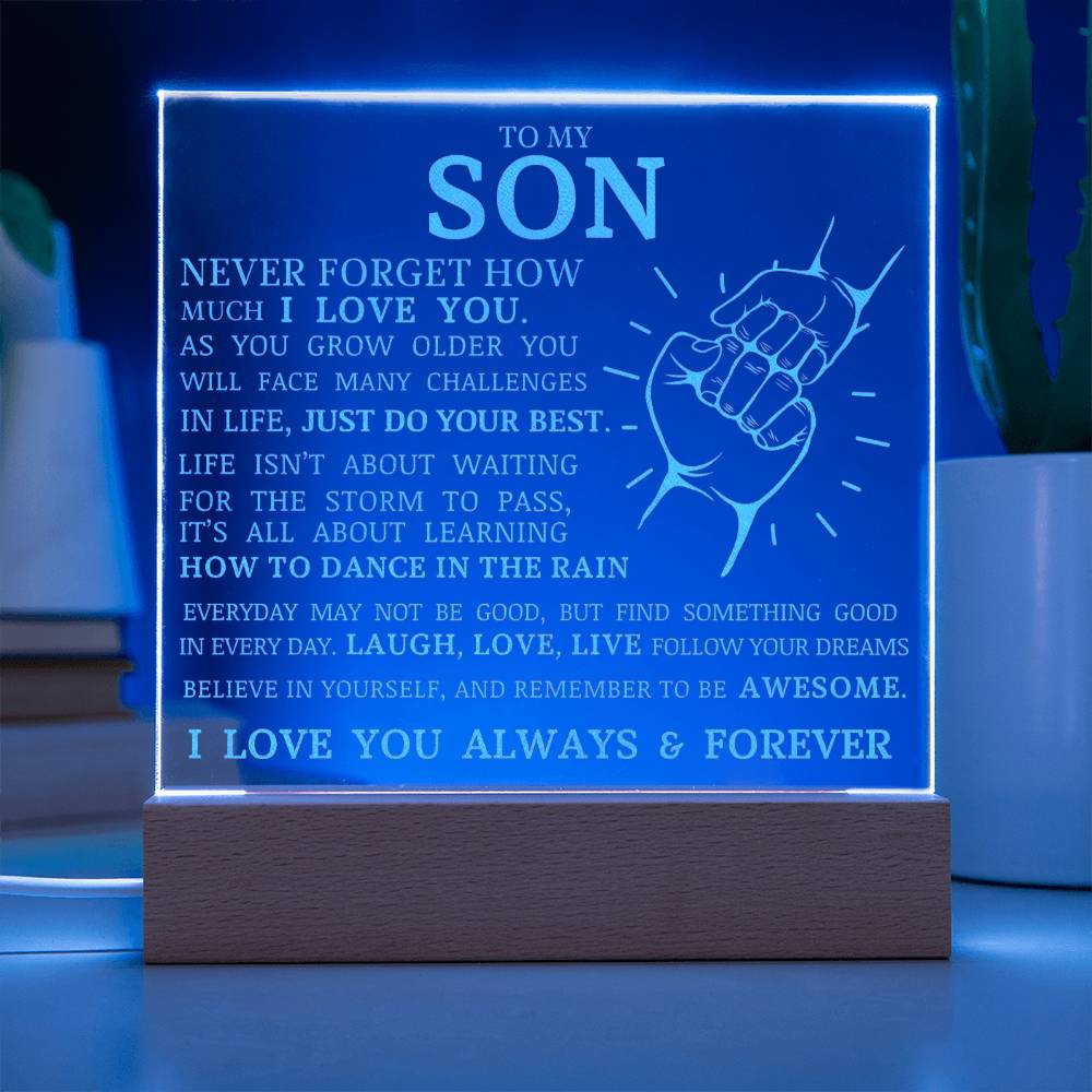 To My Son, Remember To Be Awesome, Engraved Acrylic Plaque