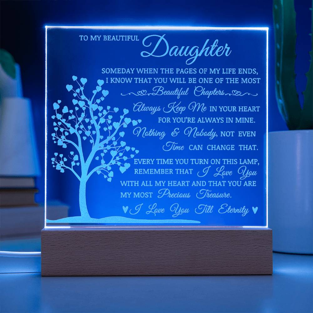 Daughter Keepsake Gift, LED Engraved Acrylic Plaque, Engraved Acrylic Plaque, Lamp of Love