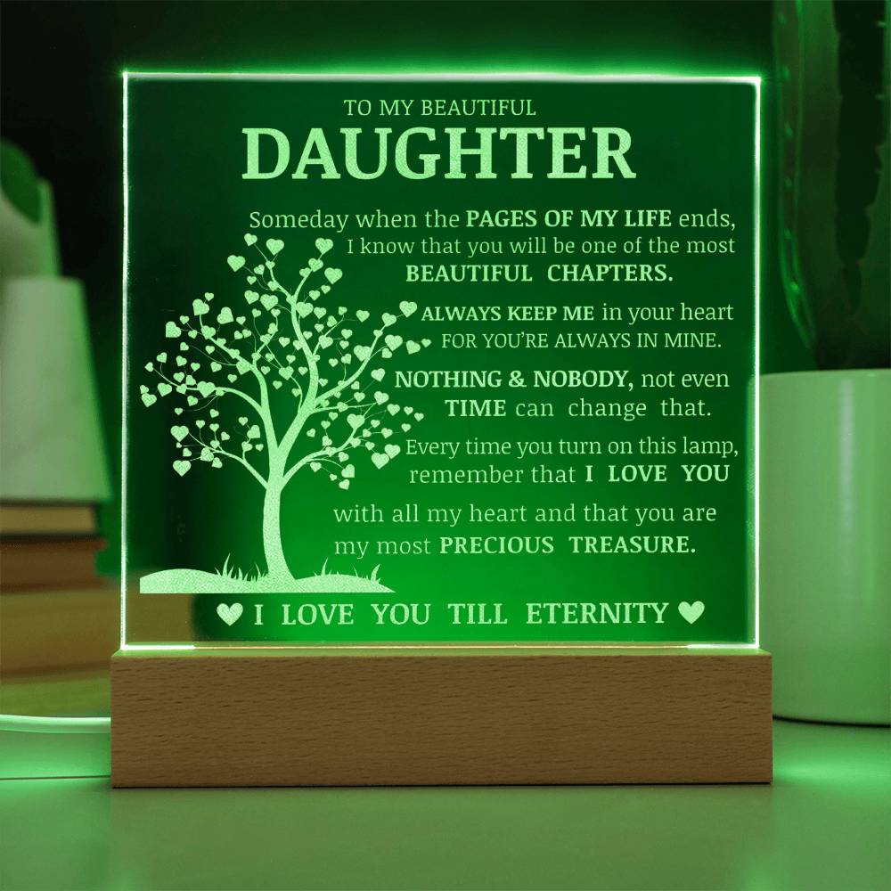 Daughter Keepsake Gift, LED Engraved Acrylic Plaque, Engraved Acrylic Plaque, Lamp of Love