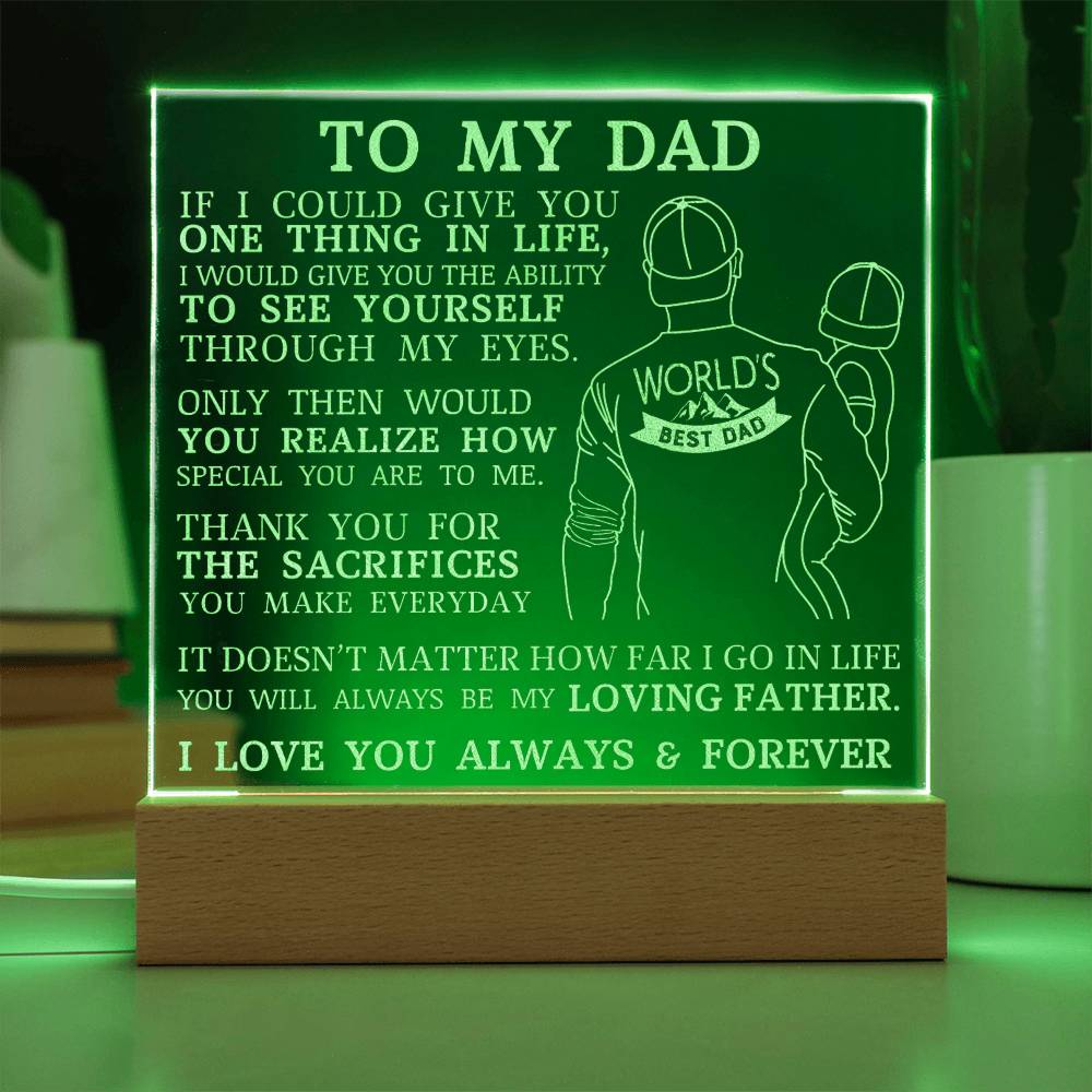 To My Dad, World's Best Dad, Engraved Acrylic Plaque
