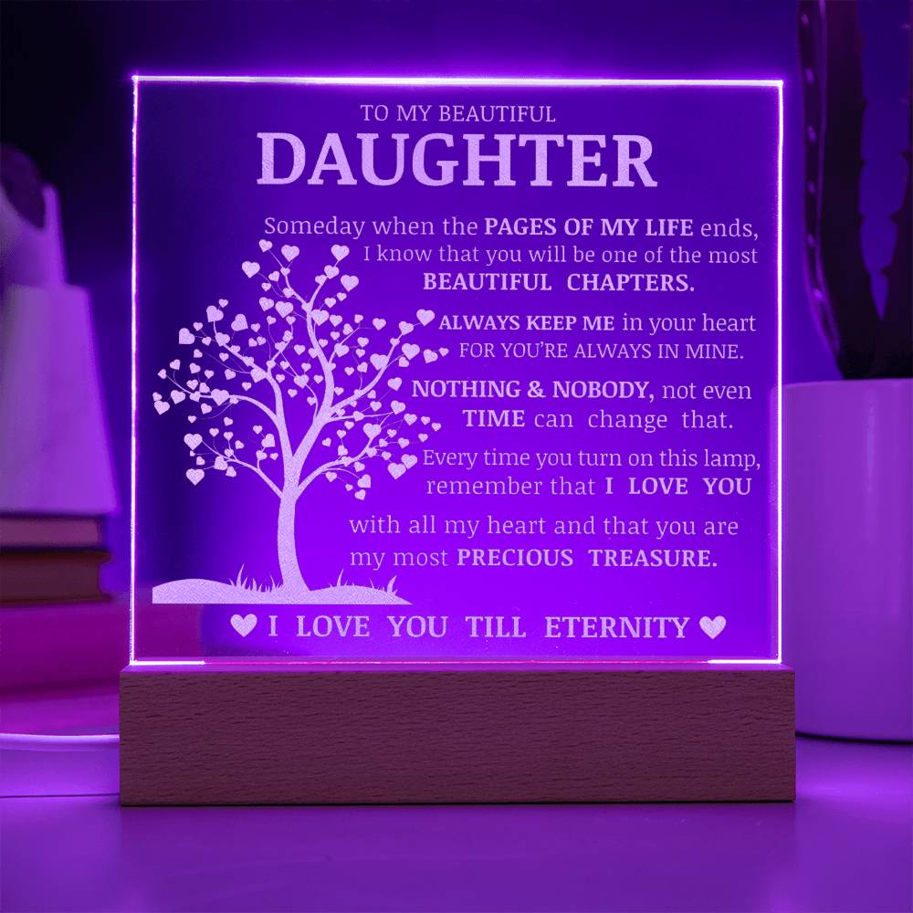Daughter Keepsake Gift, LED Engraved Acrylic Plaque, Engraved Acrylic Plaque, Lamp of Love