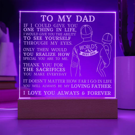 To My Dad, World's Best Dad, Engraved Acrylic Plaque