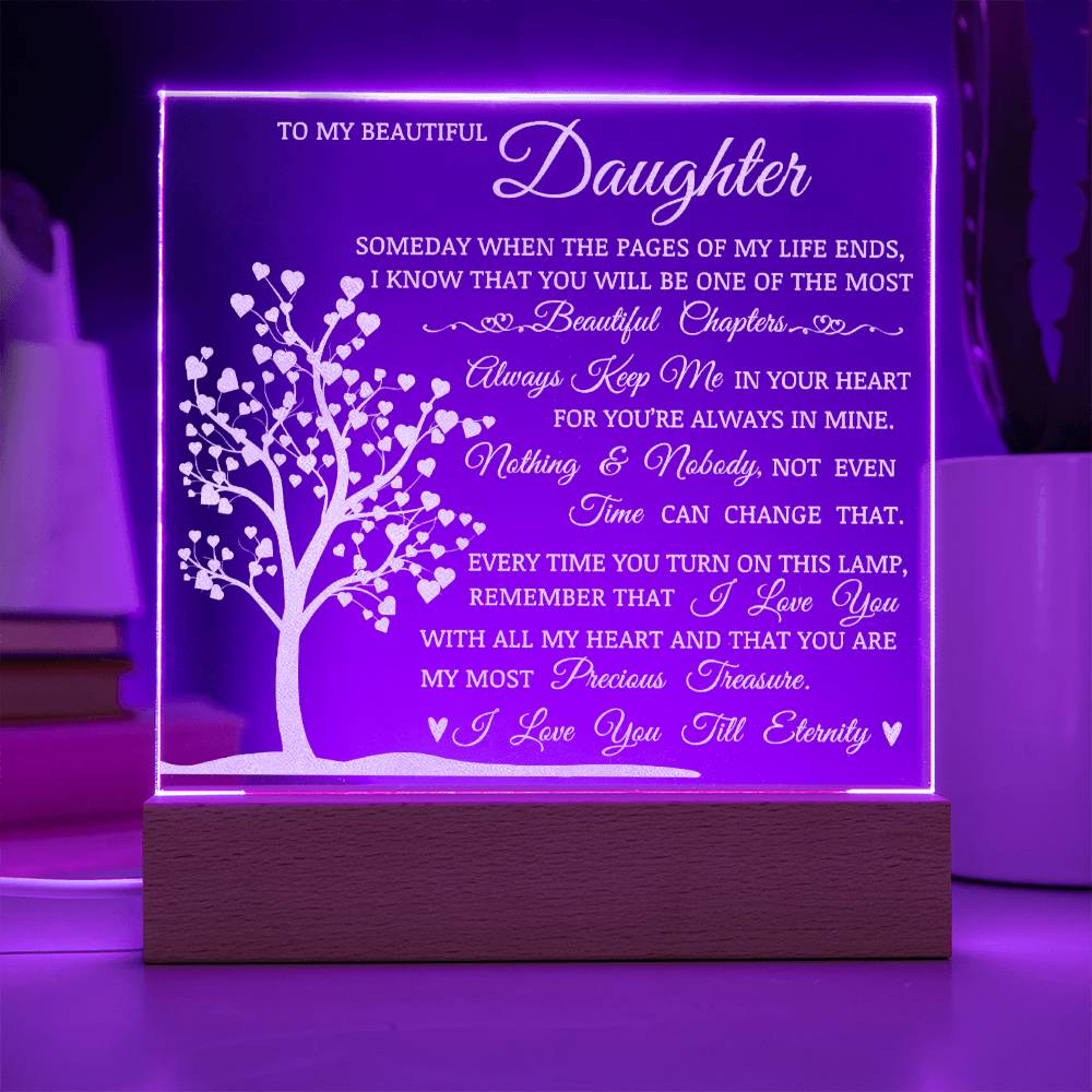 Daughter Keepsake Gift, LED Engraved Acrylic Plaque, Engraved Acrylic Plaque, Lamp of Love