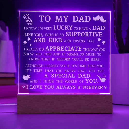 To My Dad, LED Engraved Acrylic Plaque