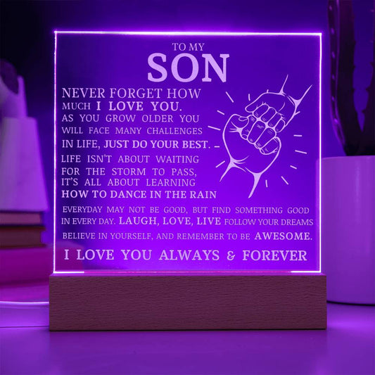 To My Son, Remember To Be Awesome, Engraved Acrylic Plaque