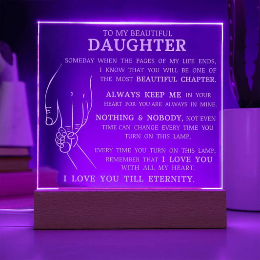 To My Beautiful Daughter, Engraved Acrylic Plaque