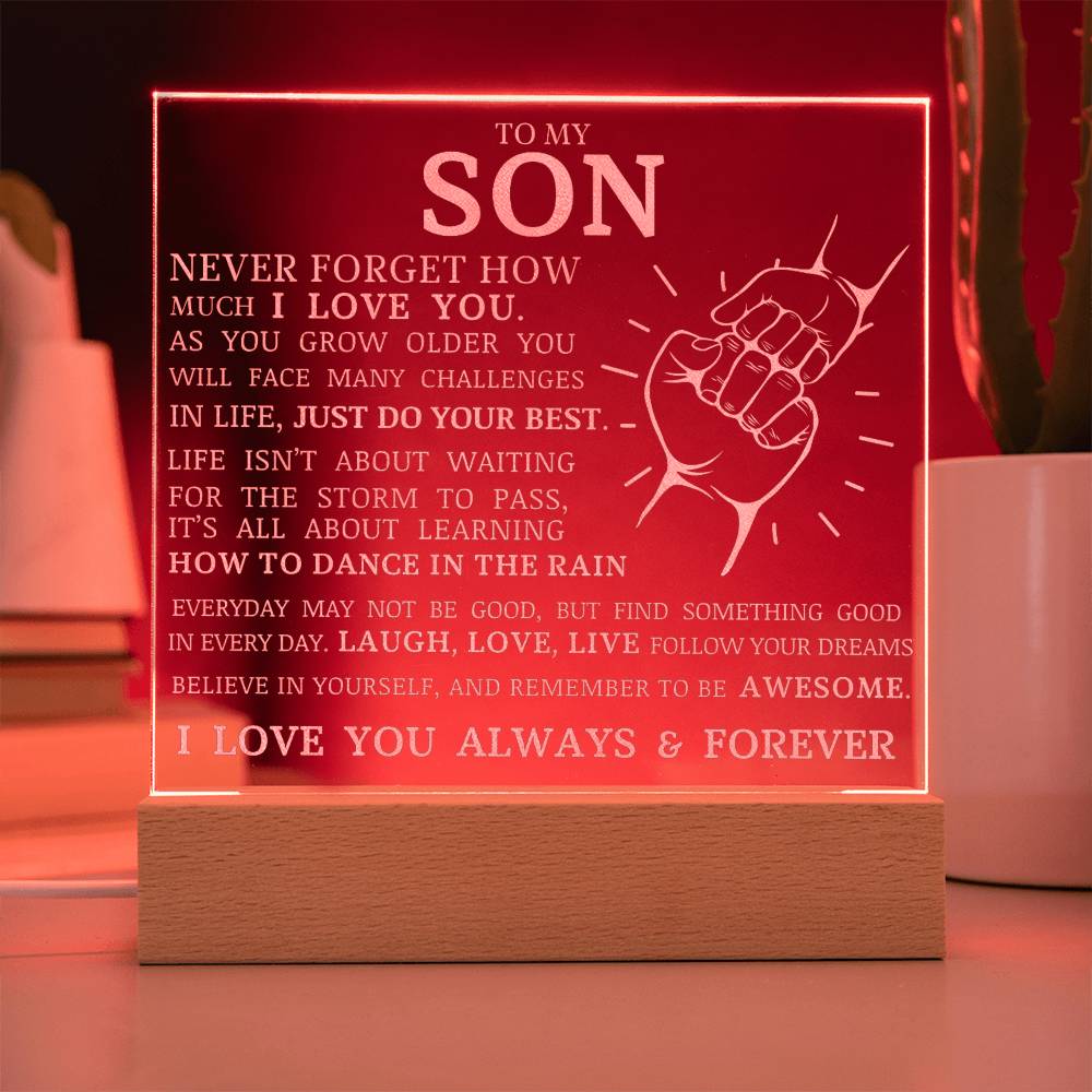 To My Son, Remember To Be Awesome, Engraved Acrylic Plaque