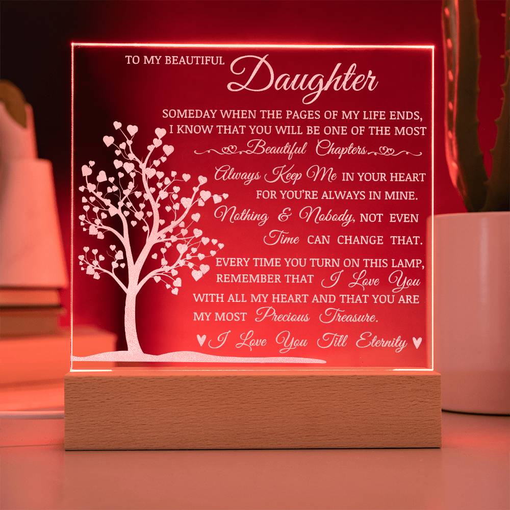 Daughter Keepsake Gift, LED Engraved Acrylic Plaque, Engraved Acrylic Plaque, Lamp of Love