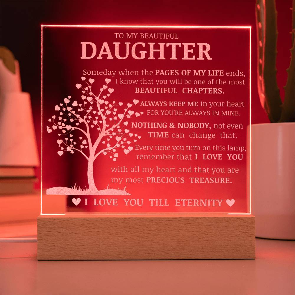 Daughter Keepsake Gift, LED Engraved Acrylic Plaque, Engraved Acrylic Plaque, Lamp of Love