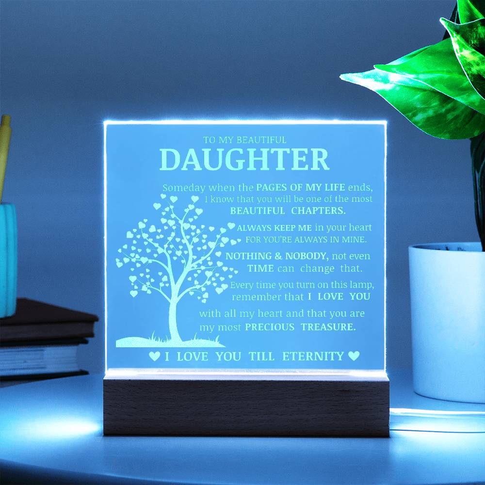 Daughter Keepsake Gift, LED Engraved Acrylic Plaque, Engraved Acrylic Plaque, Lamp of Love